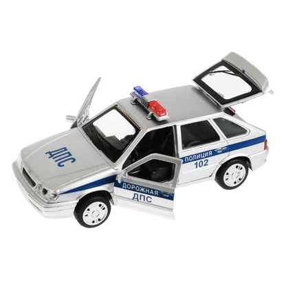 Машина металл свет-звук LADA-2114 "SAMARA" ПОЛИЦИЯ 12 см, двери, багаж, кор. Технопарк в кор.2*36шт