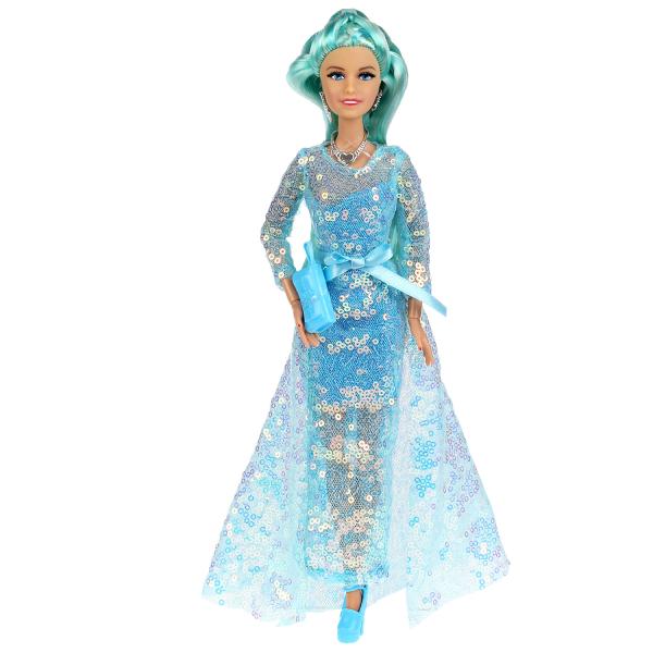 Карапуз. Кукла "София" 29см в голубом платье руки и ноги сгиб, маникюр, акс, арт.66001-BF21-S-BB