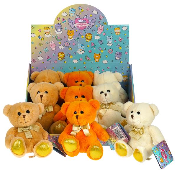 Игрушка мягкая "мишки с золотыми лапками" 14 см, 3 цвета, без чипа, Добрые игрушки уп-9шт в кор.3уп