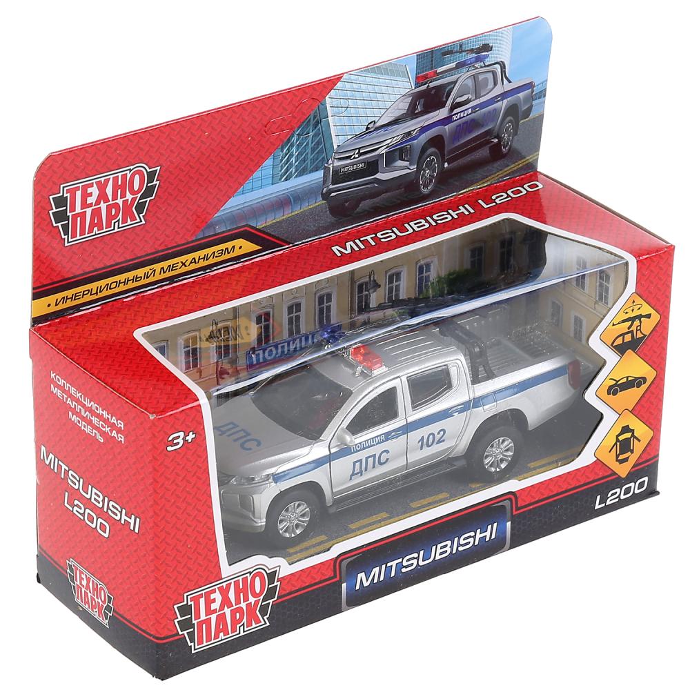 Машина металл MITSUBISHI L200 PICKUP ПОЛИЦИЯ 13 см, двери, багаж, кор. Технопарк в кор.2*36шт
