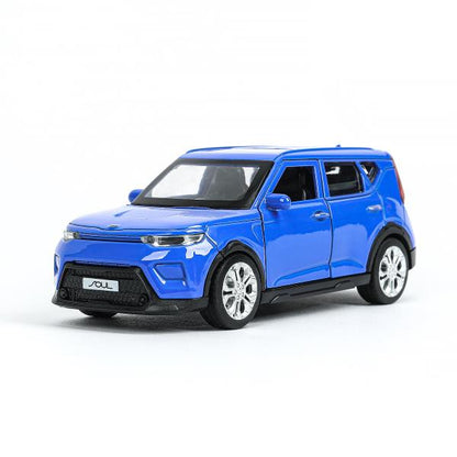 Машина металл KIA soul длина 12 см, двери, багаж., инерц, синий, кор. Технопарк в кор.2*36шт