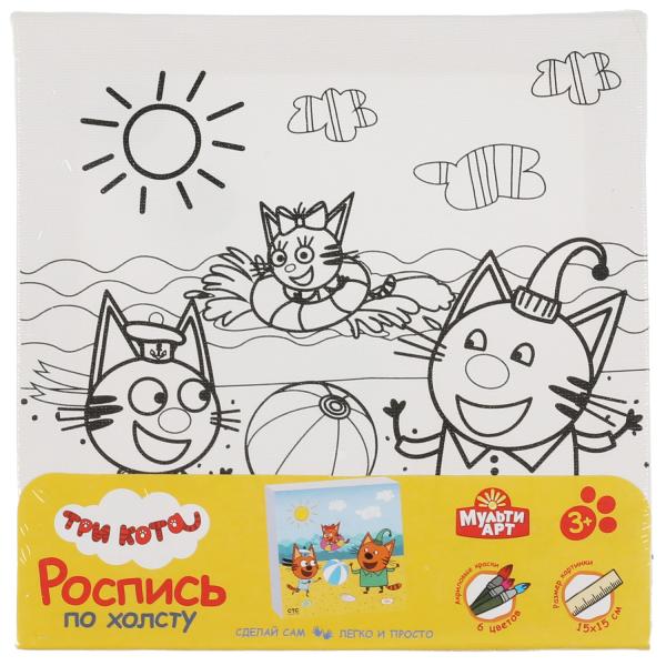 Набор д/тв-ва Три Кота холст для росписи 15*15 см MultiArt в кор.48шт