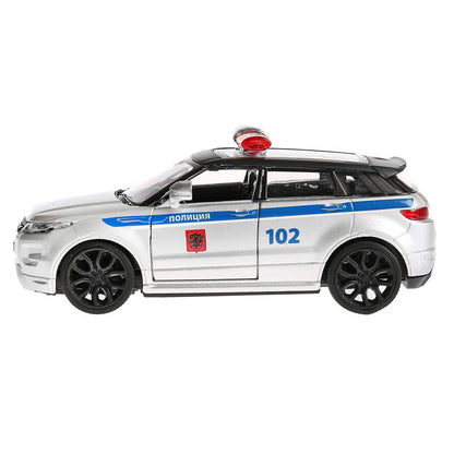 Машина металл LAND ROVER RANGE ROVER EVOQUE ПОЛИЦИЯ 12,5см,открыв двери,инерц Технопарк в кор.2*36шт