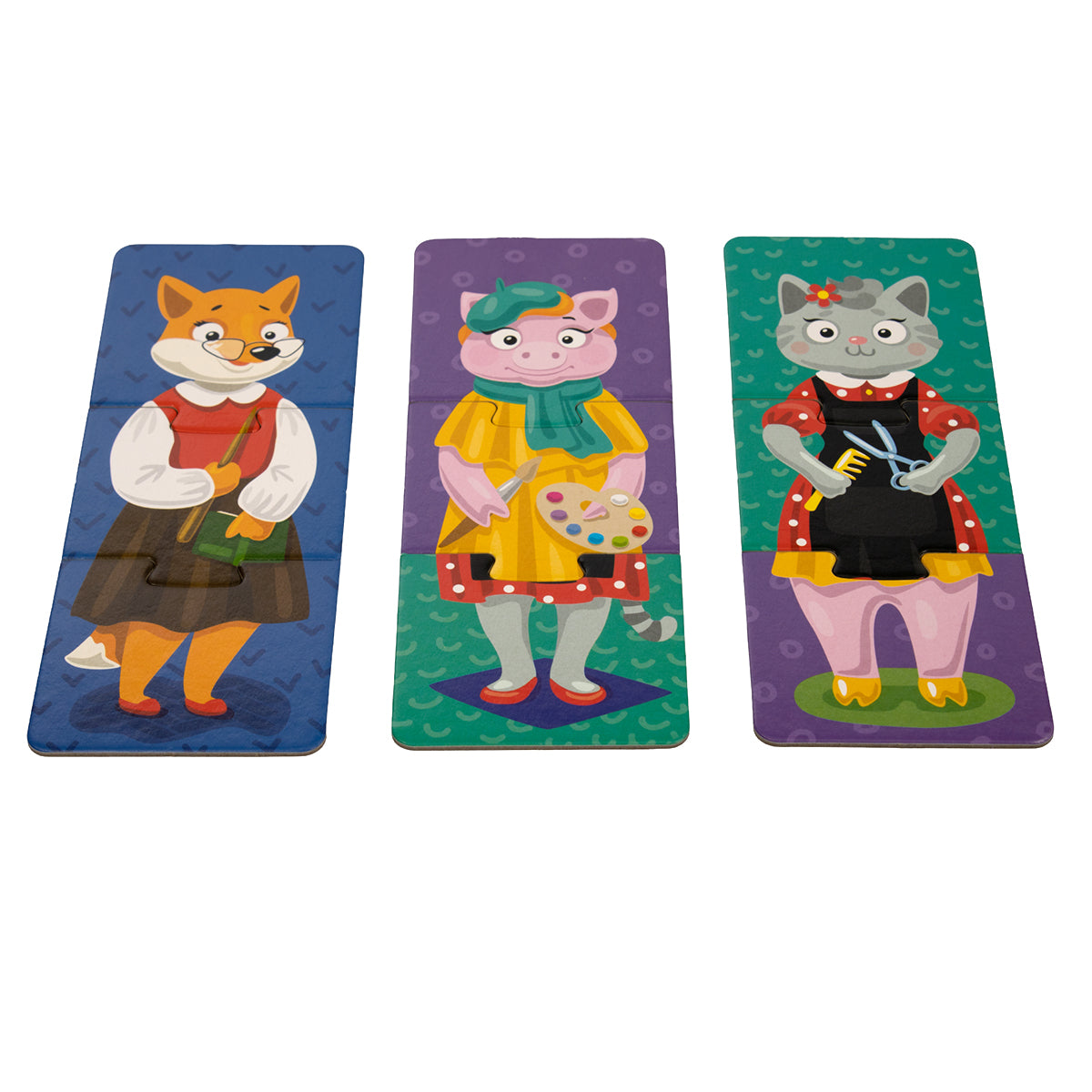 Пазлы тройные "Звери и профессии" 24 эл Baby Toys (макси)