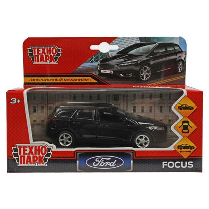 Машина металл FORD FOCUS TURNIER длина 12 см, двер, баг, инерц, черный, кор. Технопарк в кор.2*36шт