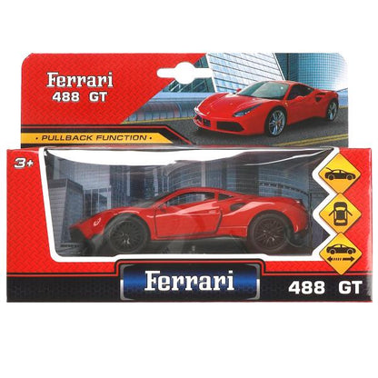 Машина металл ferrary 488 gtb 12 см, двери, багажник, инерция Технопарк в кор.2*120шт