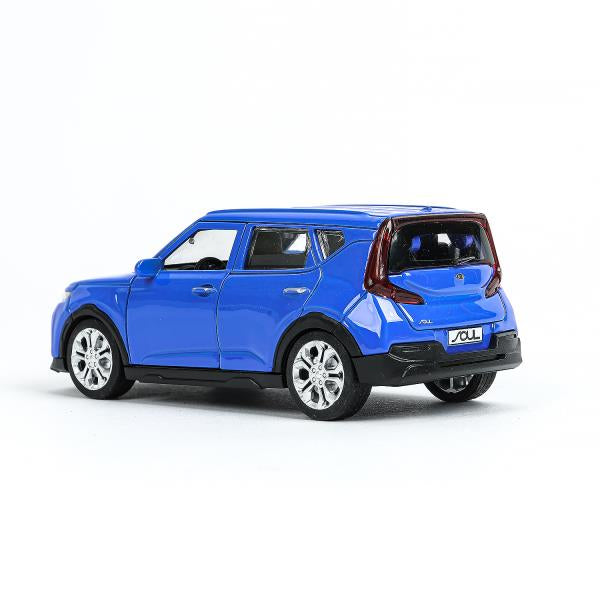 Машина металл KIA soul длина 12 см, двери, багаж., инерц, синий, кор. Технопарк в кор.2*36шт