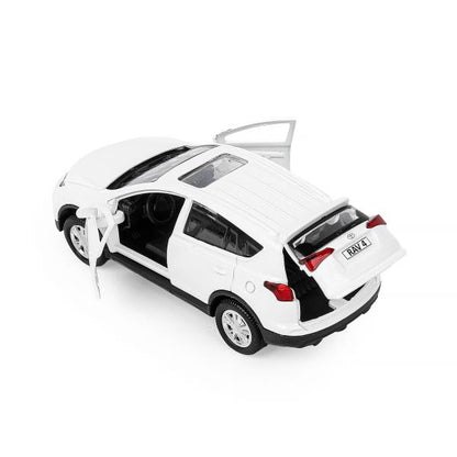 Машина металл TOYOTA RAV4 длина 12 см, двери, багаж, инерц, белый, кор. Технопарк в кор.2*36шт