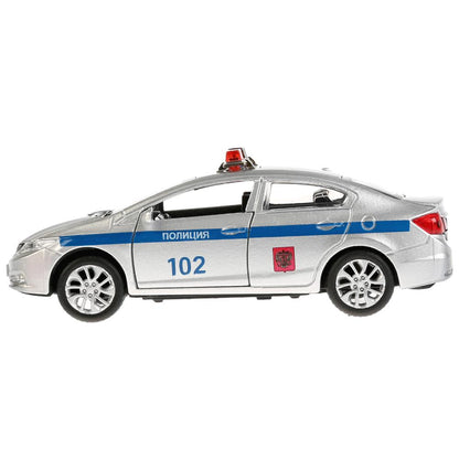 Машина металл "HONDA CIVIC ПОЛИЦИЯ", длина 12см, открыв. двери, инерц, в кор. Технопарк в кор.2*36шт
