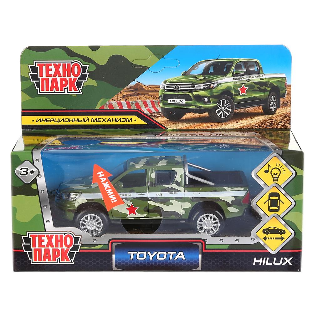 Машина металл свет-звук "toyota hilux камуфляж" 12см, инерц.зеленый,в кор. Технопарк в кор.2*36шт