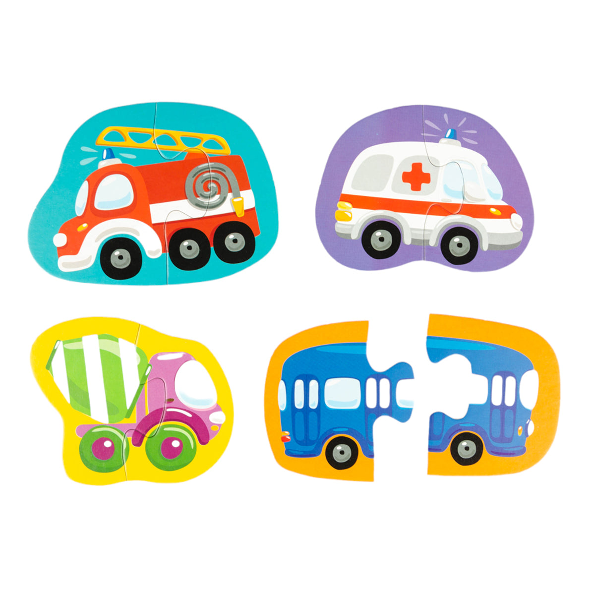 Пазлы контурные Половинки "Транспорт" Baby Toys (8 карт. 16 эл)