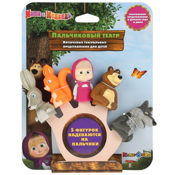 ST-FT1801 269979 ИГРУШКА ПЛАСТИЗОЛЬ ДЛЯ ВАННЫ Капитошка Маша и Медведь пальчиковый театр, 5 шт на