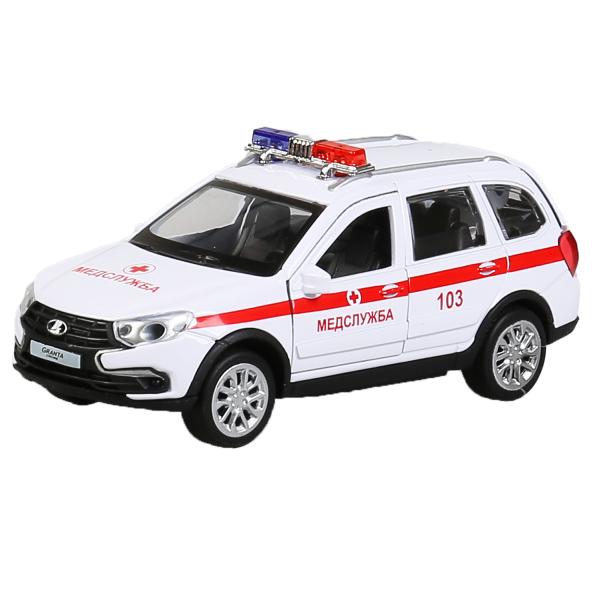 Машина металл свет-звук "lada granta cross 2019 скорая"12см,инерц.,белый в кор Технопарк в кор2*36шт