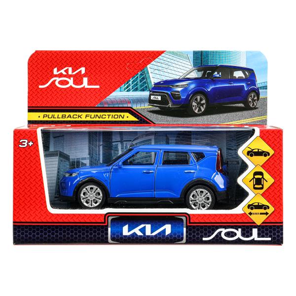 Машина металл KIA soul длина 12 см, двери, багаж., инерц, синий, кор. Технопарк в кор.2*36шт