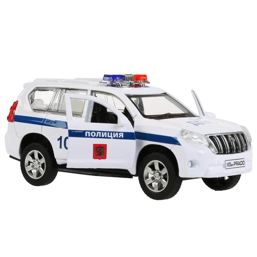 Машина металл "toyota prado полиция" 12см, открыв. двери, инерц., белый в кор. Технопарк в кор2*36шт