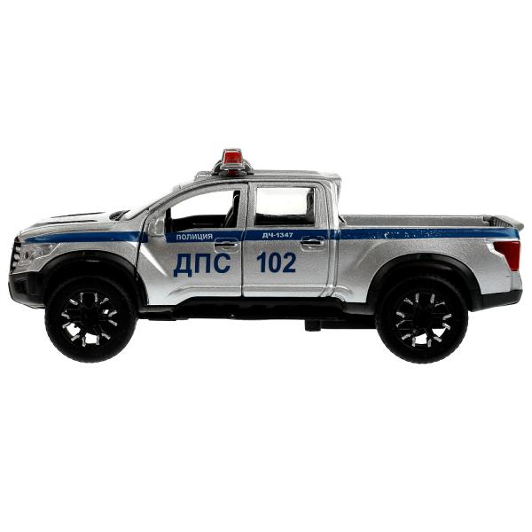 Машина металл свет-звук NISSAN TITAN ПОЛИЦИЯ 12,5 см, двери, баг, инер, кор. Технопарк в кор.2*36шт