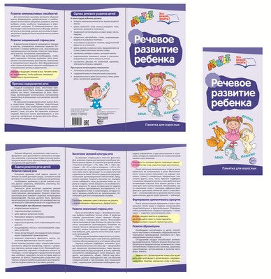 Буклет для родителей. Речевое развитие ребенка. Методические рекомендации для родителей (разбор основных тем) к учебно¬методическому пособию "Речевое развитие ребенка"