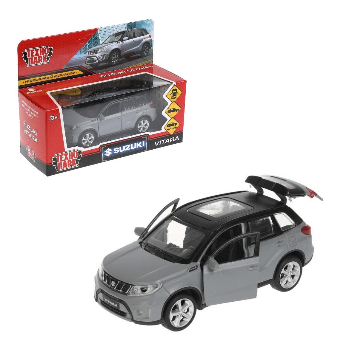 Машина металл "SUZUKI" "suzuki vitara s 2015 матовый" дл 12 см, откр дв, багаж, инерц, серый с черн,