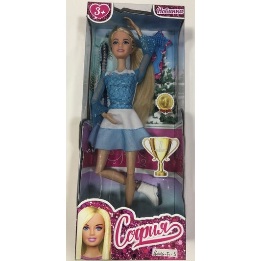 Карапуз. Кукла "София фигуристка" 29 см в комплекте расческа, коньки, лента арт.66001S-F1-S-BB