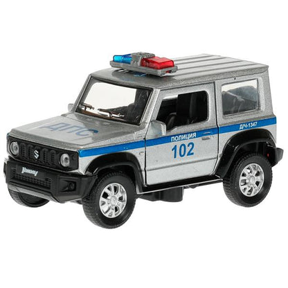 Машина металл SUZUKI JIMNY ПОЛИЦИЯ 11,5 см, двер, баг, инер, сер, кор. Технопарк в кор.2*36шт