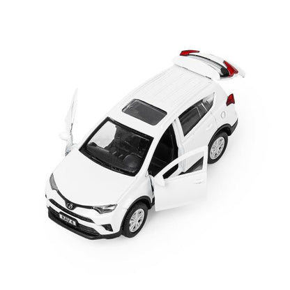 Машина металл TOYOTA RAV4 длина 12 см, двери, багаж, инерц, белый, кор. Технопарк в кор.2*36шт