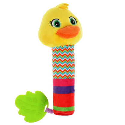 Текстильная игрушка погремушка пищалка утка с прорез. Умка в кор.250шт