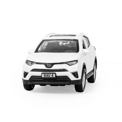 Машина металл TOYOTA RAV4 длина 12 см, двери, багаж, инерц, белый, кор. Технопарк в кор.2*36шт