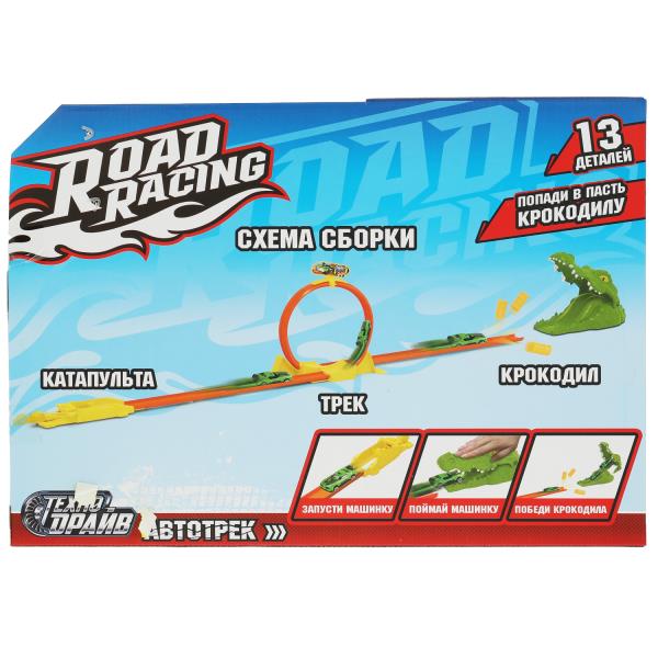 Автотрек с катапультой, крокодил, кор.36*25*9,5см ТЕХНОДРАЙВ в кор.36шт