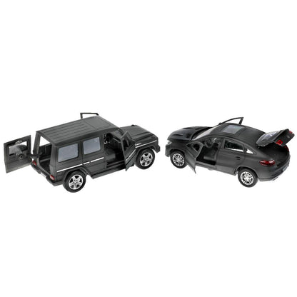Машина металл MERCEDES-BENZ g-class/mercedes gle-coupe 12см, дв,баг, асс. Технопарк уп-12шт в кор6уп