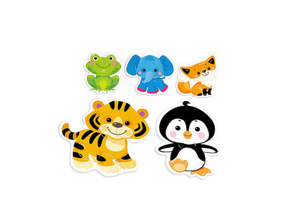 Пазлы контурные "Животные" Baby Toys (5 карт. 16 эл)