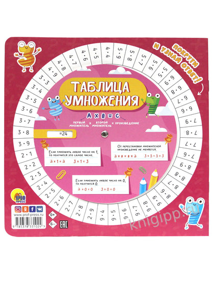 ТРЕНАЖЁР ПО МАТЕМАТИКЕ С КРУТЯЩЕЙСЯ ШПАРГАЛКОЙ. ДЛЯ ДЕВОЧЕК