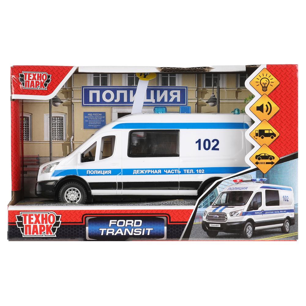 TRANSITVAN-16PLPOL-WH Машина пластик свет-звук FORD TRANSIT ПОЛИЦИЯ 16 см, двери, 3 кнопки, кор. Тех