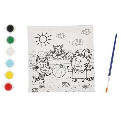 Набор д/тв-ва Три Кота холст для росписи 15*15 см MultiArt в кор.48шт