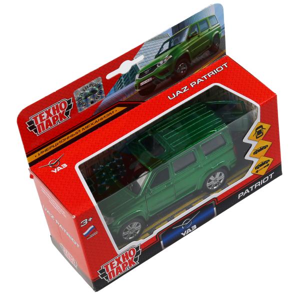 Машина металл УАЗ patriot зеленый 12см, откр. двери и багажник, инерц. в кор. Технопарк в кор.2*24шт