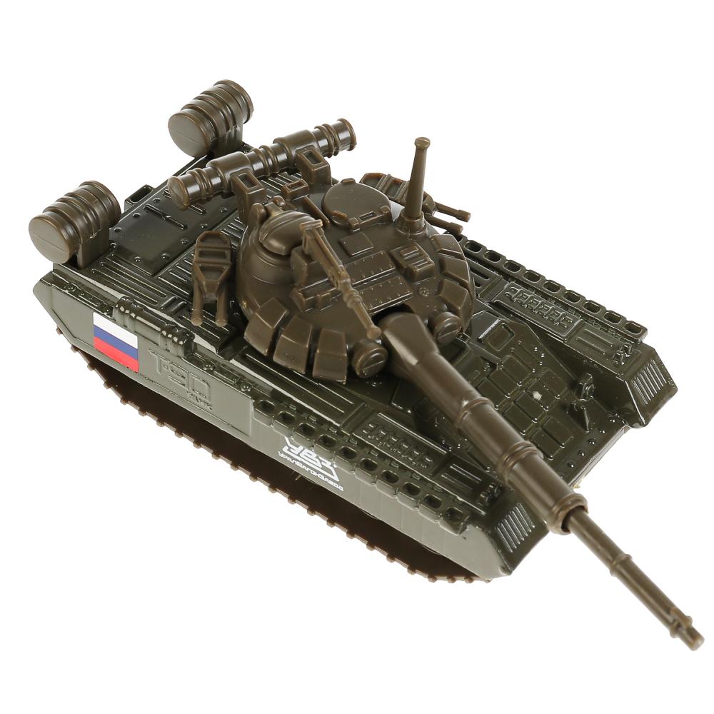 Машина металл Танк T-90, размер 12см, инерц.механизм., подвиж. дет., в кор. Технопарк в кор.2*24шт