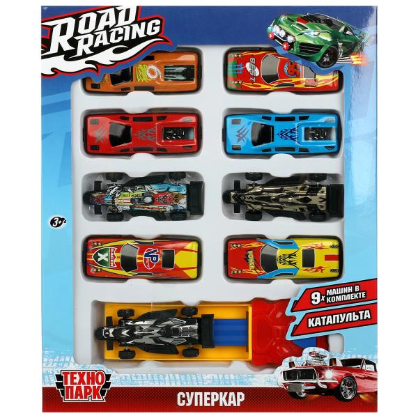 Машина металл ROAD RACING набор СУПЕРКАР 7,5 см, 9 шт,в ассорт, кор. Технопарк в кор.2*96наб