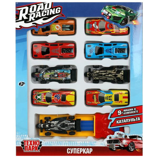 Машина металл ROAD RACING набор СУПЕРКАР 7,5 см, 9 шт,в ассорт, кор. Технопарк в кор.2*96наб