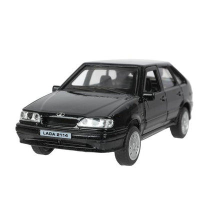 Машина металл LADA -2114 "SAMARA", 12 см, двери, багаж, инерц., черный, кор. Технопарк в кор.2*36шт