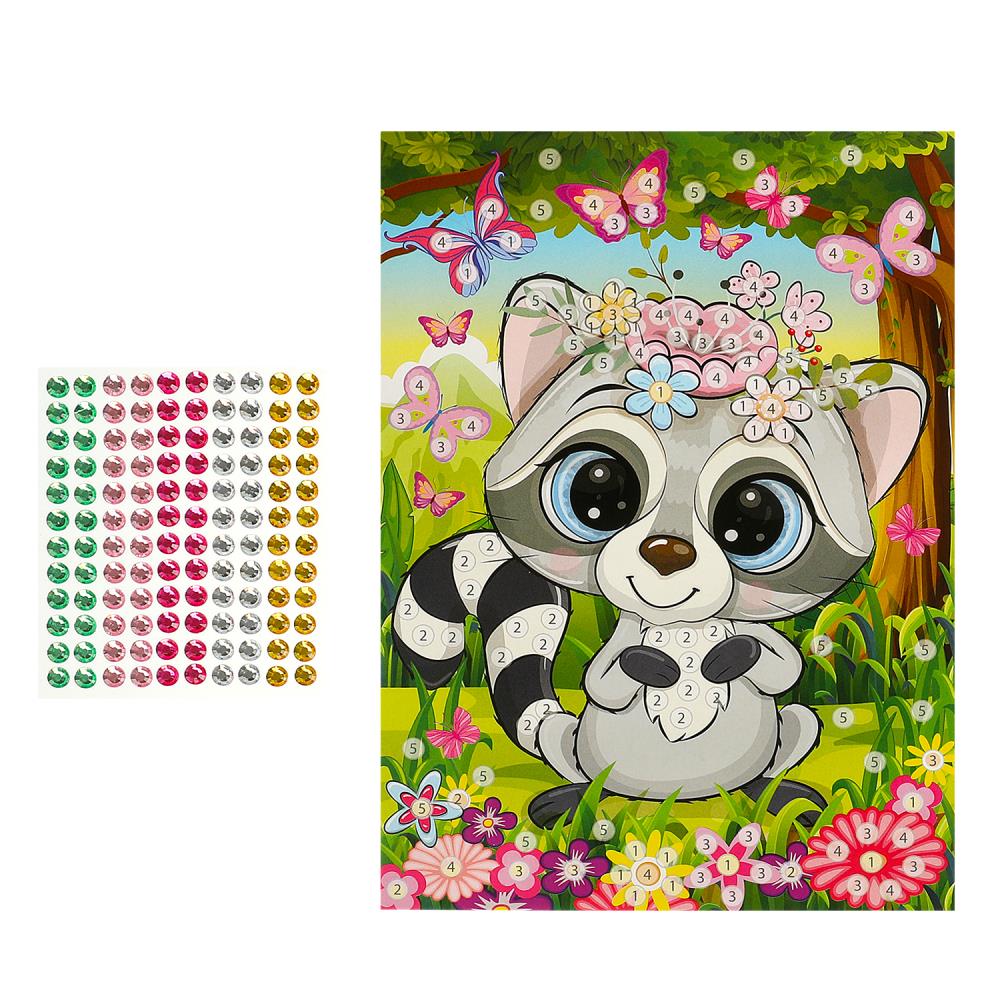 Аппликация стразами в пакете 15*21 см милые животные МУЛЬТИ АРТ в кор.100шт