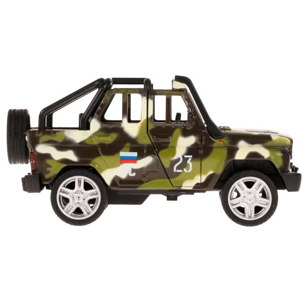 Машина металл UAZ HUNTER beach ВОЕННЫЙ, 11,5 см, откр дв, багаж., ин., кор. Технопарк в кор.2*36шт