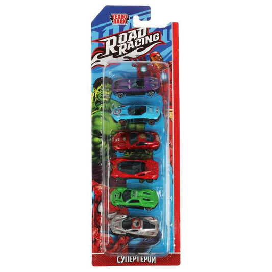Машина металл ROAD RACING набор СУПЕРКАР 7,5 см, 6 шт,в ассорт, блистер Технопарк в кор.2*72наб