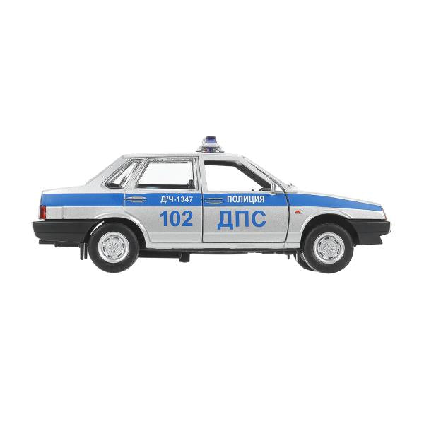 Машина металл свет-звук LADA ваз-21099 13cm,ПОЛИЦИЯ серебряный кор.технопарк Технопарк в кор.2*36шт