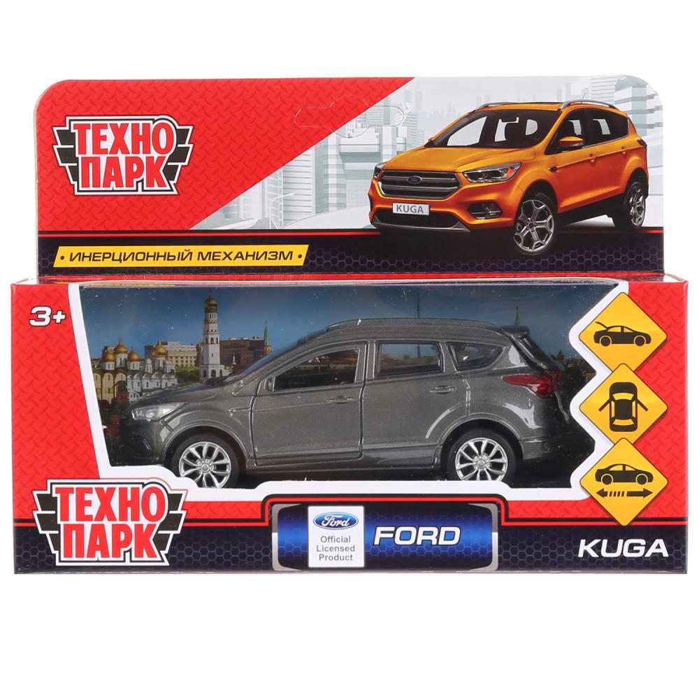 KUGA-GY Машина металл FORD KUGA длина 12 см, двери, багаж, инерц, серый, кор. Технопарк в кор.2*36шт