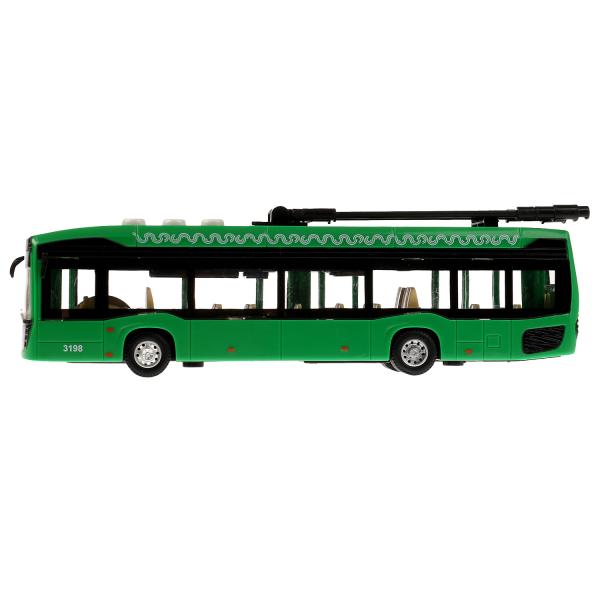 KAMTROLL-20PL-GN327836 Модель пластик свет-звук ГОРОДСКОЙ ТРОЛЛЕЙБУС 19 см, 3 кноп, инер, зел, кор.