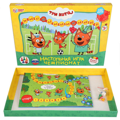 ТРИ КОТА. ЧЕМПИОНАТ. ИГРА-ХОДИЛКА МЕГА А3. УМНЫЕ ИГРЫ в кор.20шт