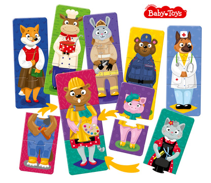 Пазлы тройные "Звери и профессии" 24 эл Baby Toys (макси)