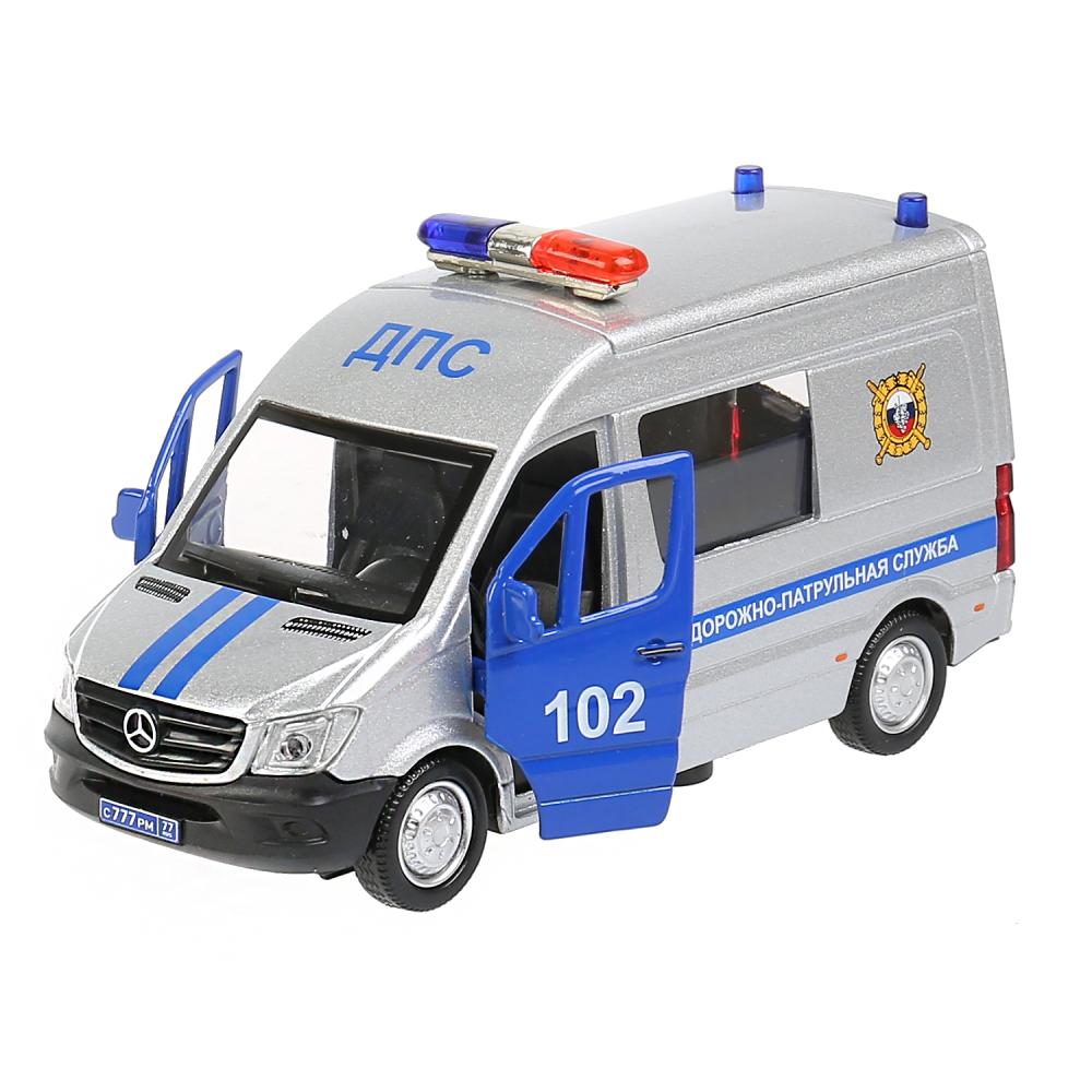 Машина "mercedes-benz sprinter полиция" 14см, открыв. двери, инерц. в кор Технопарк в кор.2*32шт