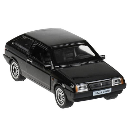 Машина металл LADA -2108 "СПУТНИК", 11,7 см, двери, баг., ин., черный, кор. Технопарк в кор.2*36шт