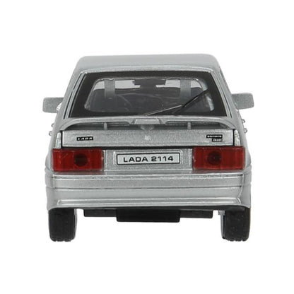 Машина металл LADA-2114 "SAMARA" 12 см, двери, багаж, инерц, серебрист, кор. Технопарк в кор.2*36шт