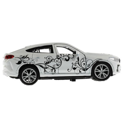 Машина металл BMW X6 ДЛЯ ДЕВОЧЕК 12 см, двери, багаж, инер, белый, кор. Технопарк в кор.2*36шт